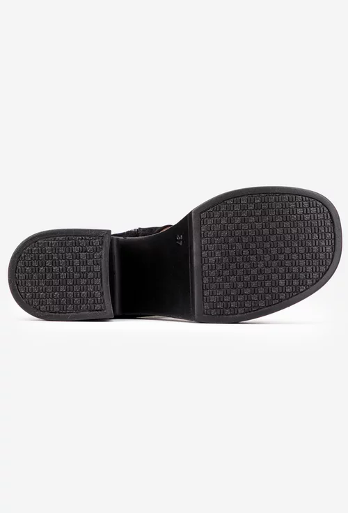 Sandale dama negre din piele intoarsa cu platforma