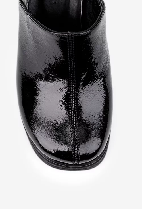 Sandale dama negre din piele lacuita
