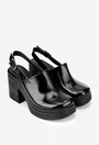Sandale dama negre din piele lacuita