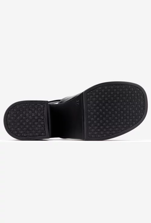 Sandale dama negre din piele lacuita