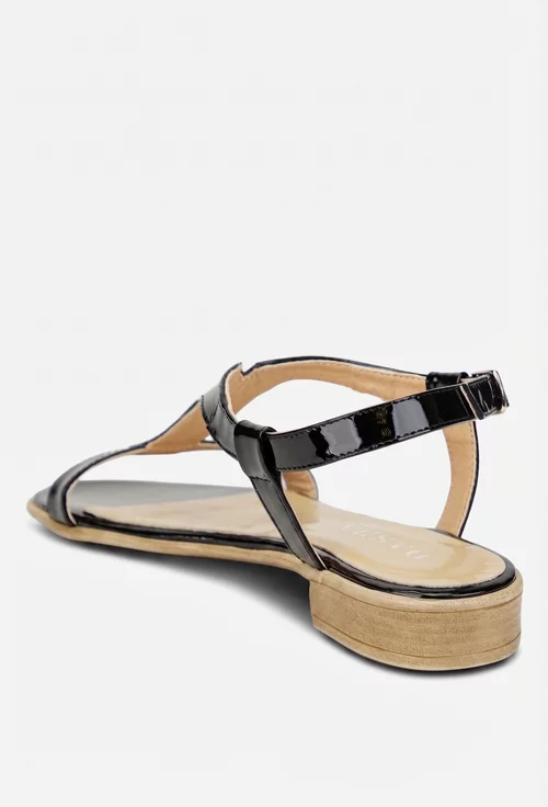 Sandale dama negre din piele lacuita