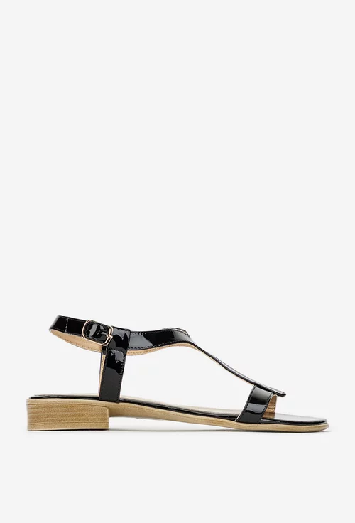 Sandale dama negre din piele lacuita