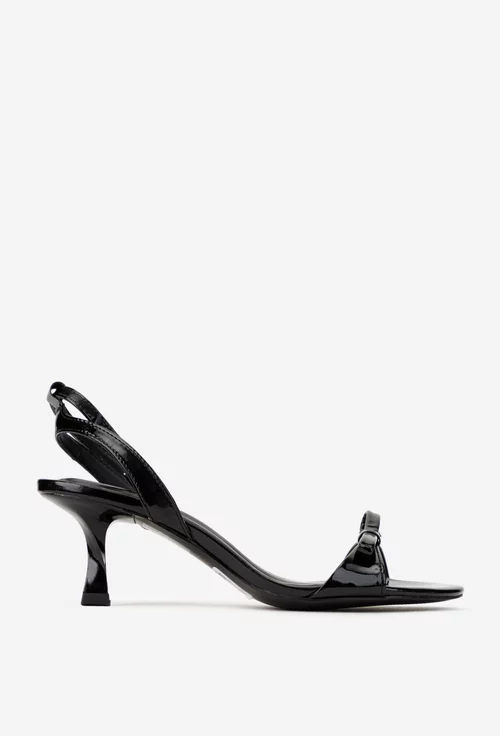Sandale dama negre din piele lacuita picture - 2