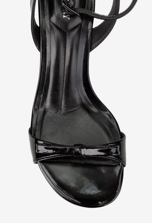 Sandale dama negre din piele lacuita picture - 6