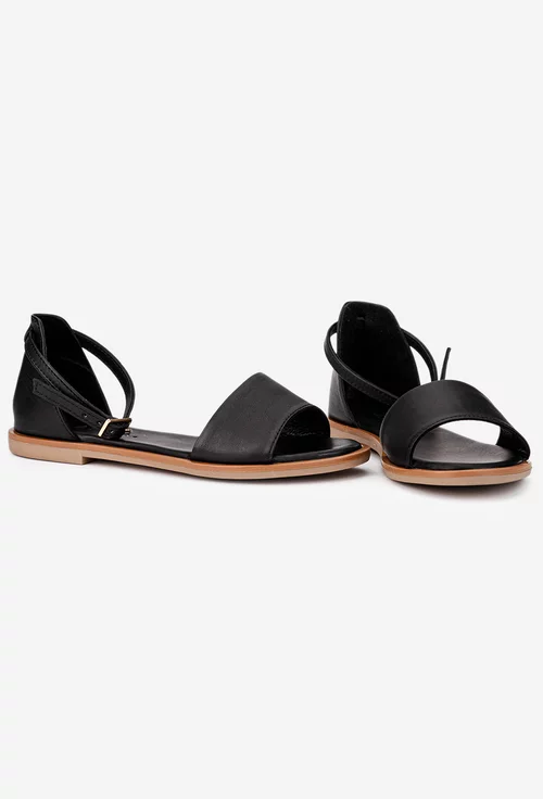 Sandale dama negre din piele naturala