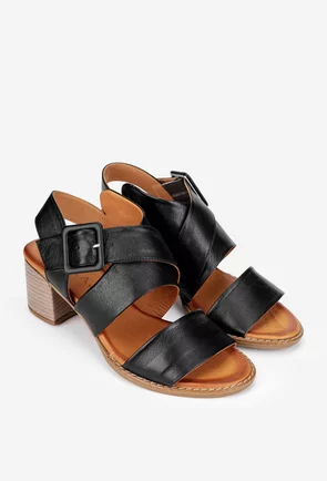 Sandale dama negre din piele naturala