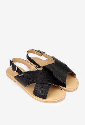 Sandale dama negre din piele naturala