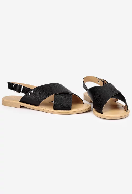 Sandale dama negre din piele naturala