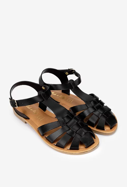 Sandale dama negre din piele naturala