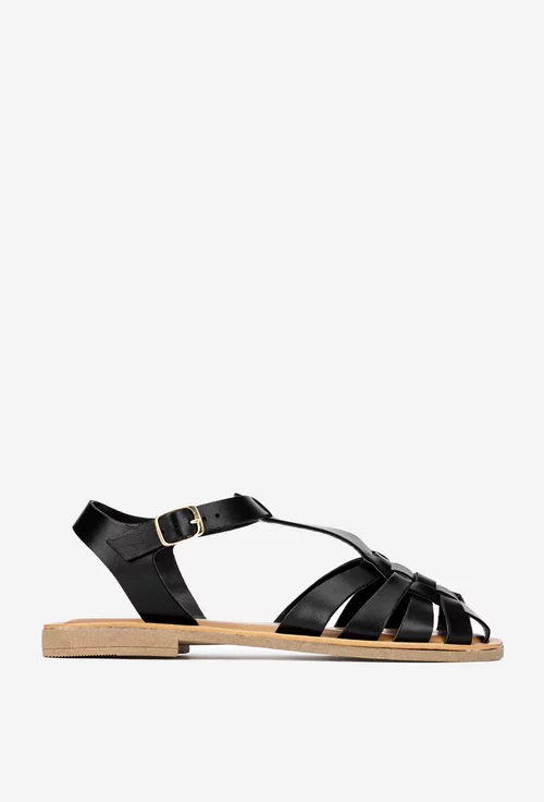 Sandale dama negre din piele naturala