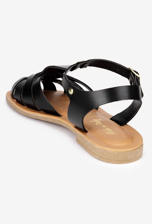 Sandale dama negre din piele naturala