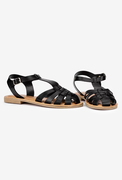 Sandale dama negre din piele naturala