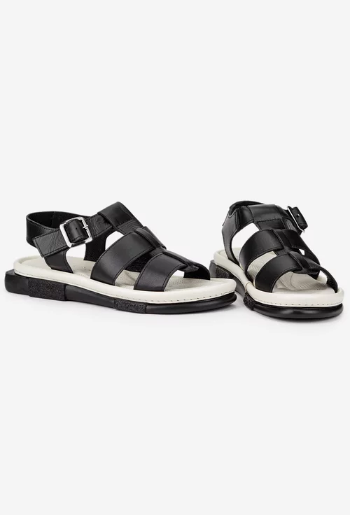 Sandale dama negre din piele naturala