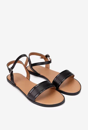 Sandale dama negre din piele naturala