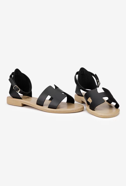 Sandale dama negre din piele naturala