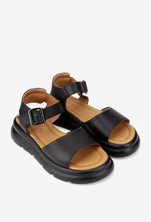 Sandale dama negre din piele naturala