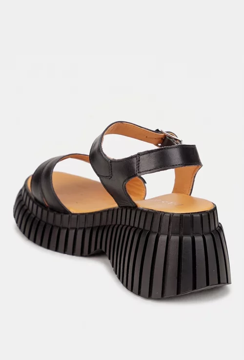 Sandale dama negre din piele naturala