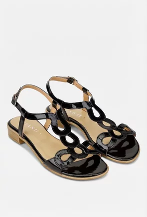 Sandale dama negre din piele naturala