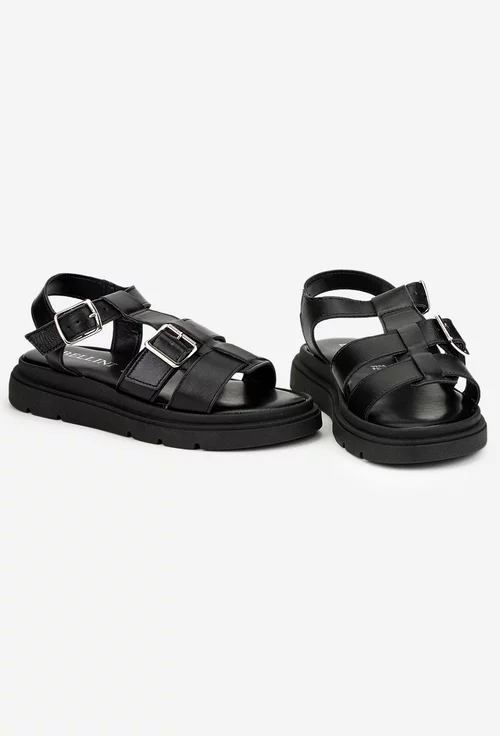 Sandale dama negre din piele naturala