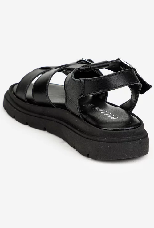 Sandale dama negre din piele naturala