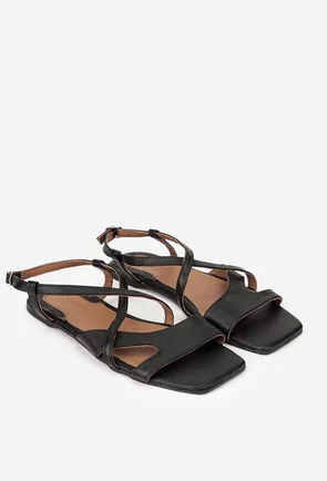 Sandale dama negre din piele naturala