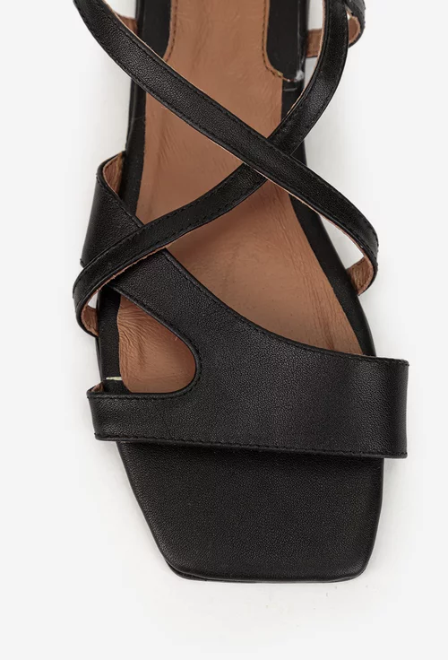 Sandale dama negre din piele naturala picture - 6