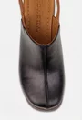 Sandale dama negre din piele naturala cu bareta maro