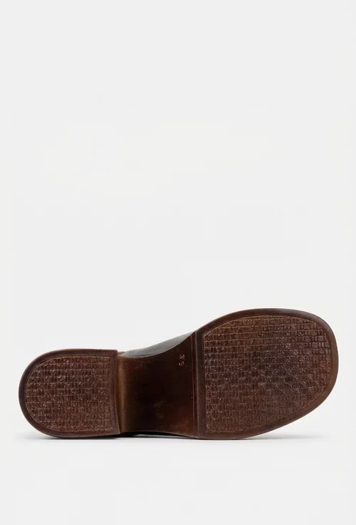 Sandale dama negre din piele naturala cu bareta maro