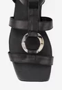Sandale dama negre din piele naturala cu ornament