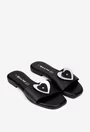 Sandale dama negre din piele naturala cu ornament model stil papuc