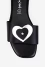 Sandale dama negre din piele naturala cu ornament model stil papuc