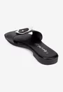 Sandale dama negre din piele naturala cu ornament model stil papuc