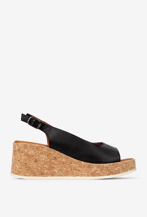 Sandale dama negre din piele naturala cu platforma picture - 3