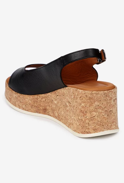 Sandale dama negre din piele naturala cu platforma picture - 4