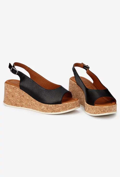 Sandale dama negre din piele naturala cu platforma picture - 6