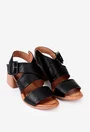 Sandale dama negre din piele naturala cu toc