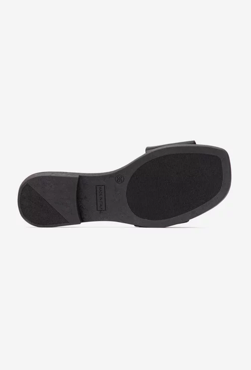 Sandale dama negre din piele naturala model stil papuc