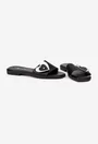 Sandale dama negre din piele naturala model stil papuc