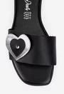 Sandale dama negre din piele naturala model stil papuc