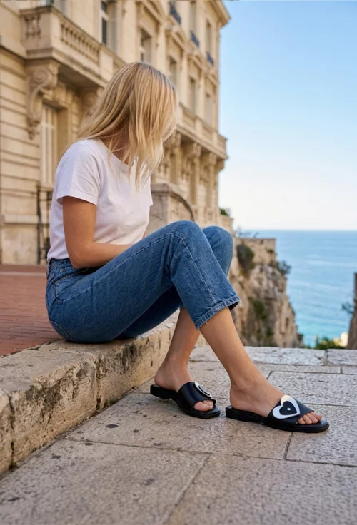 Sandale dama negre din piele naturala model stil papuc picture - 6