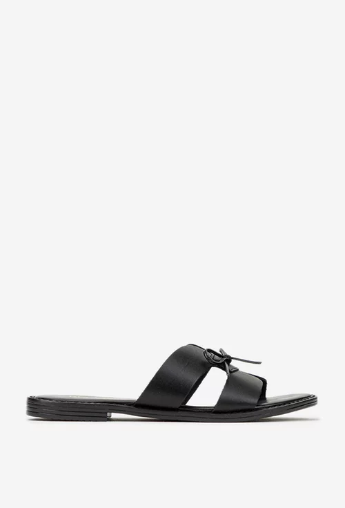 Sandale dama negre din piele naturala model stil papuc picture - 4