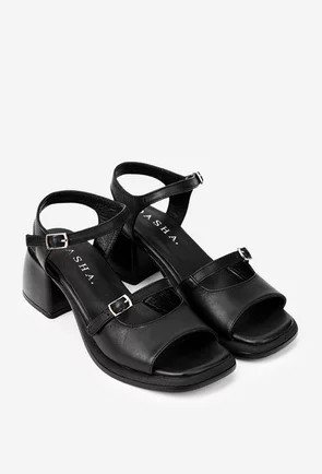 Sandale dama negre realizate din piele naturala