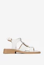 Sandale dama NUR albe din piele cu ornament
