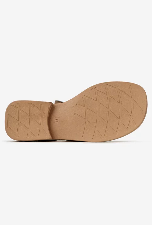 Sandale dama NUR albe din piele cu ornament