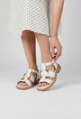 Sandale dama NUR albe din piele cu ornament