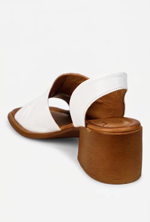 Sandale dama NUR albe din piele naturala