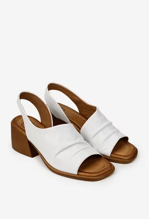 Sandale dama NUR albe din piele naturala