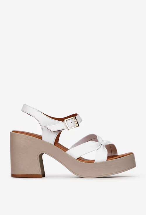 Sandale dama NUR albe din piele naturala