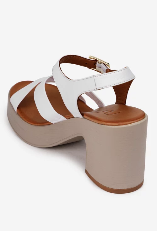 Sandale dama NUR albe din piele naturala