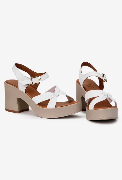 Sandale dama NUR albe din piele naturala